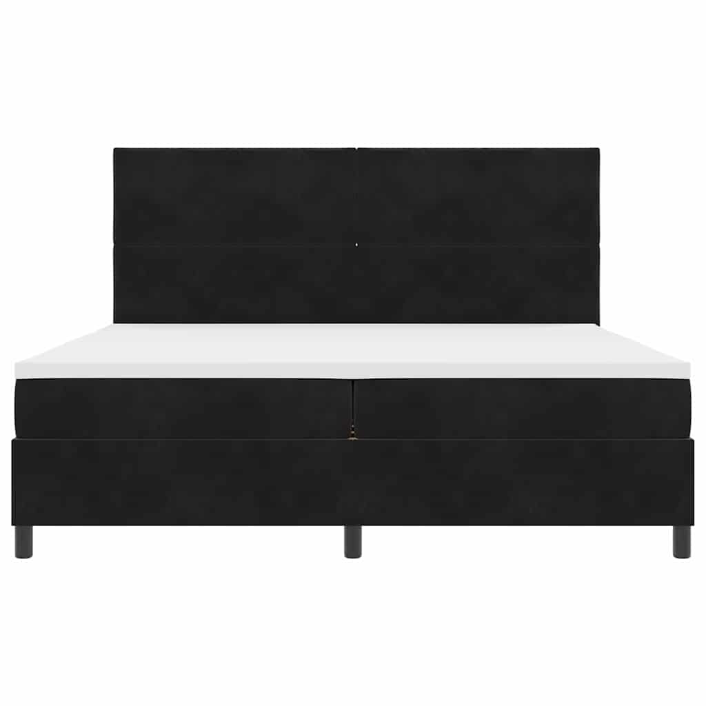 Lit à ressorts avec matelas Noir 200 x 200 cm Velours