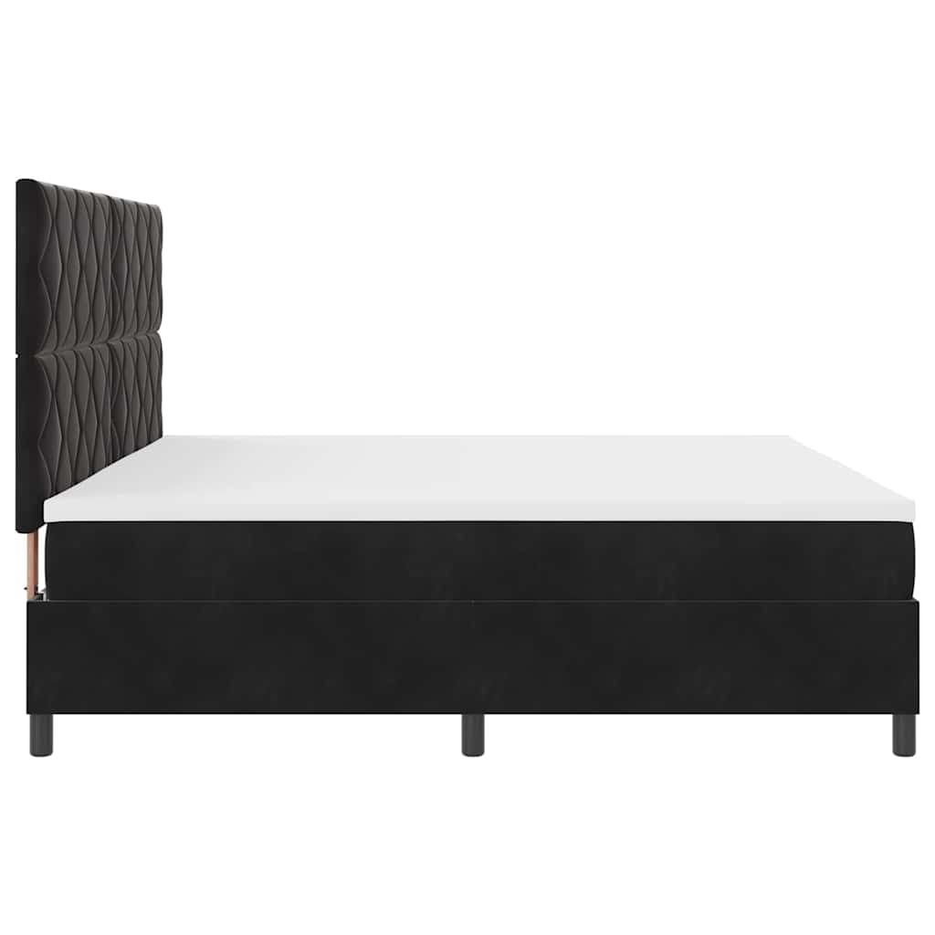 Lit à ressorts avec matelas Noir 200 x 200 cm Velours