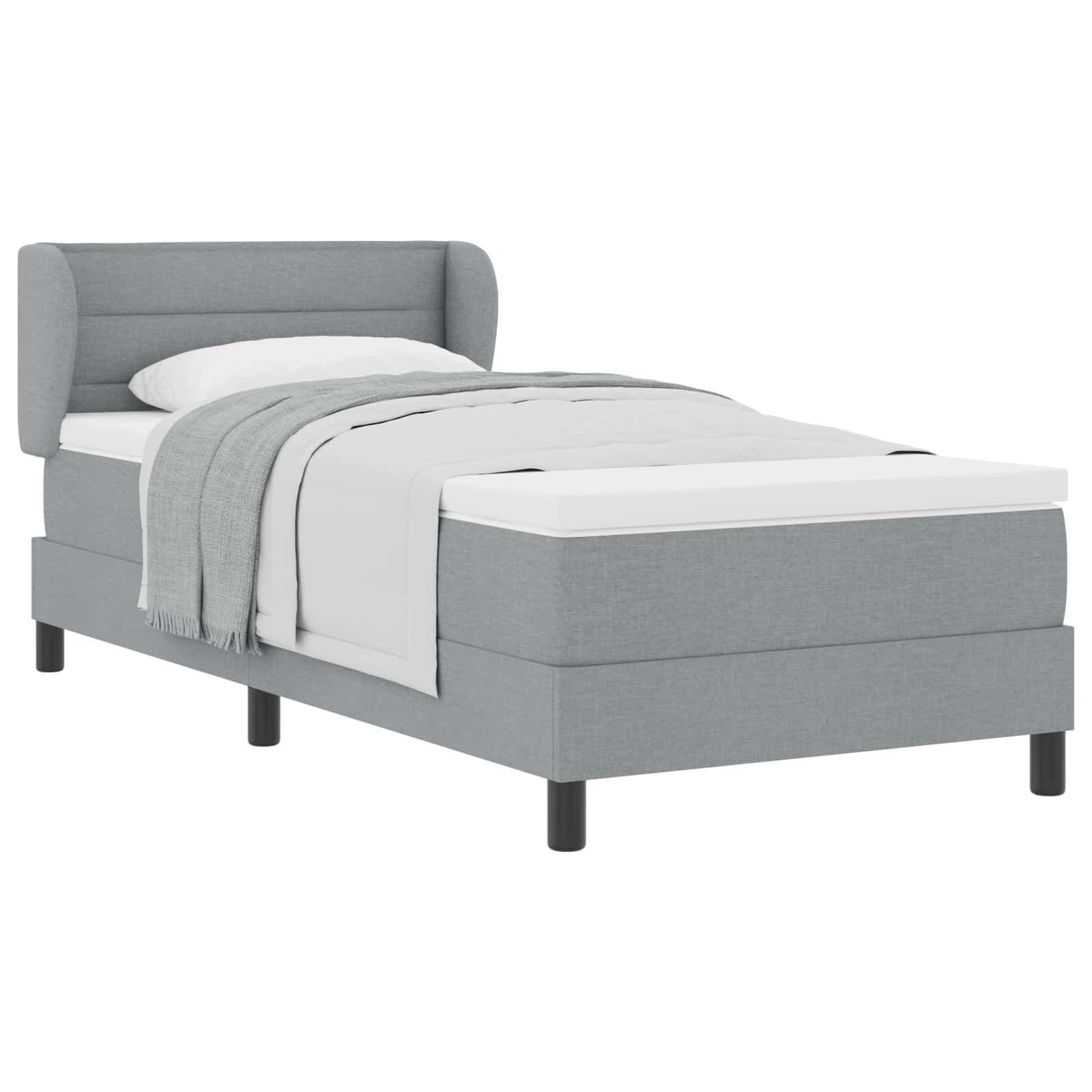 Lit à ressorts avec matelas Gris clair 80 x 200 cm tissu - XIOS