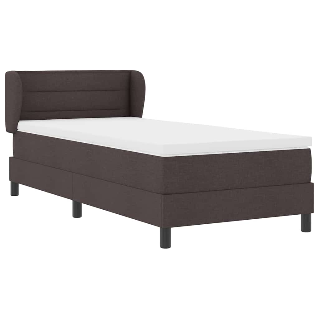 Lit à ressorts avec matelas Marron foncé 80 x 200 cm tissu - XIOS