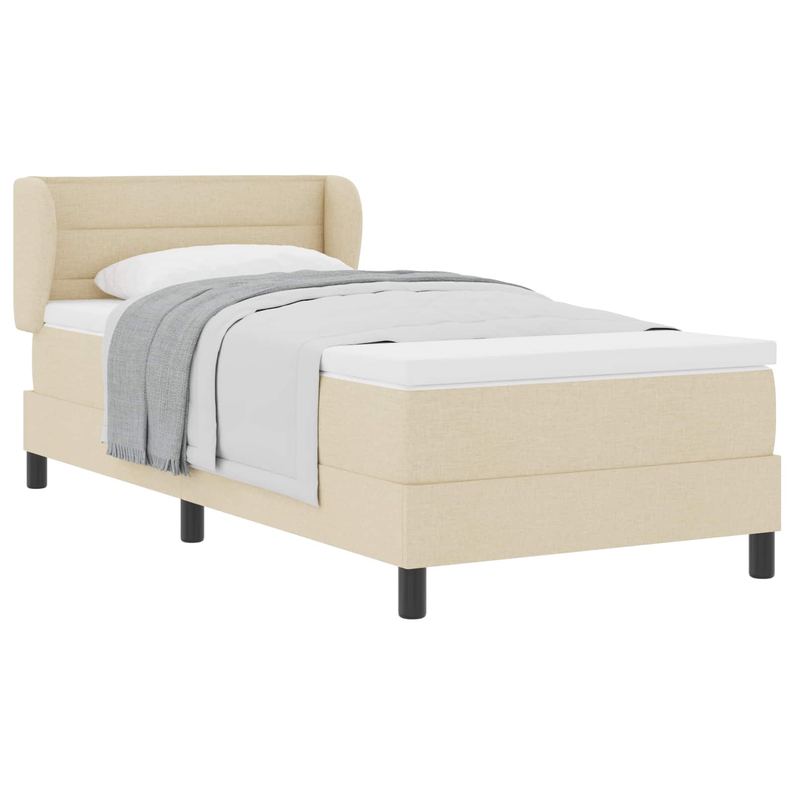 Lit à ressorts avec matelas Crème 100 x 200 cm tissu - XIOS