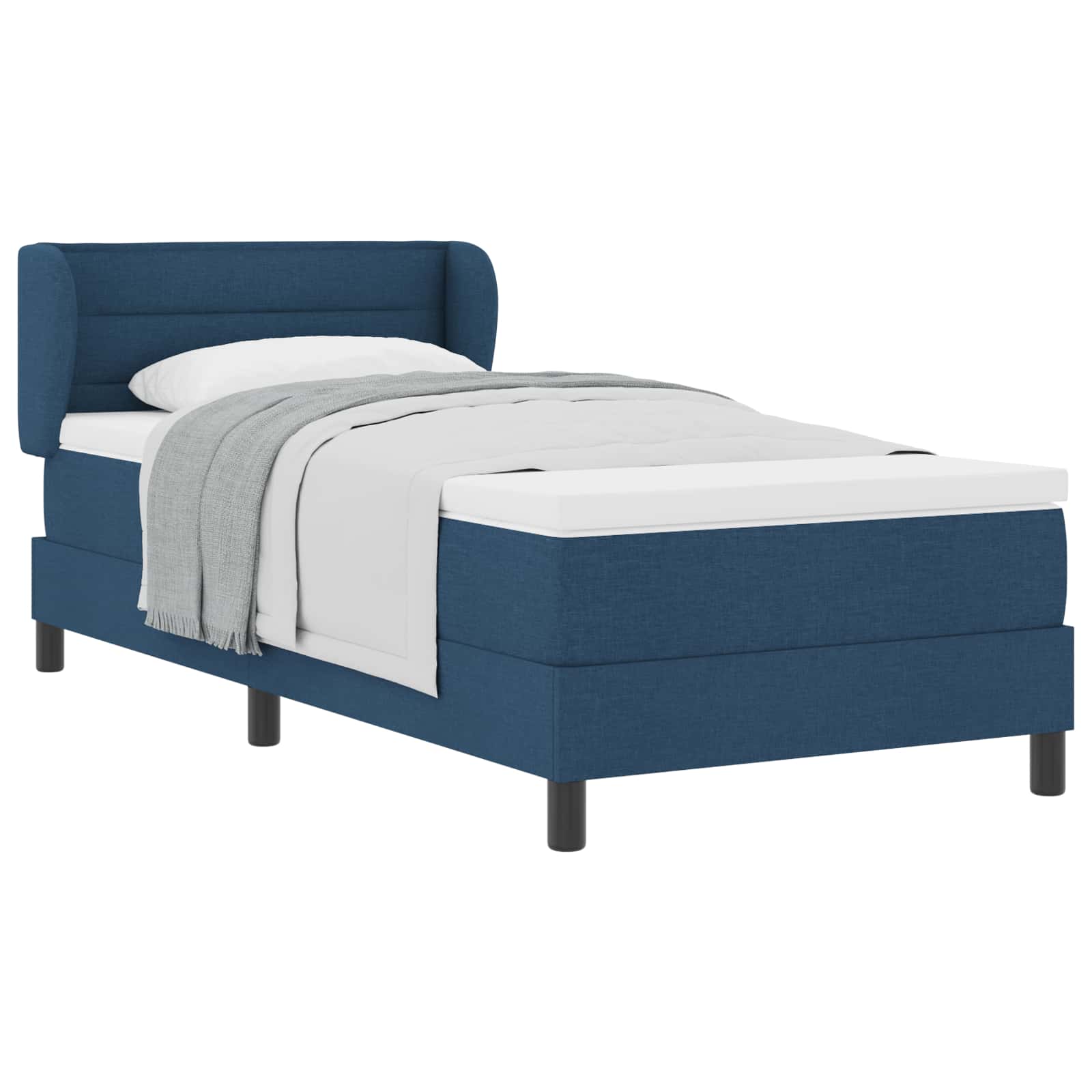 Lit à ressorts avec matelas Bleu 100 x 200 cm tissu - XIOS