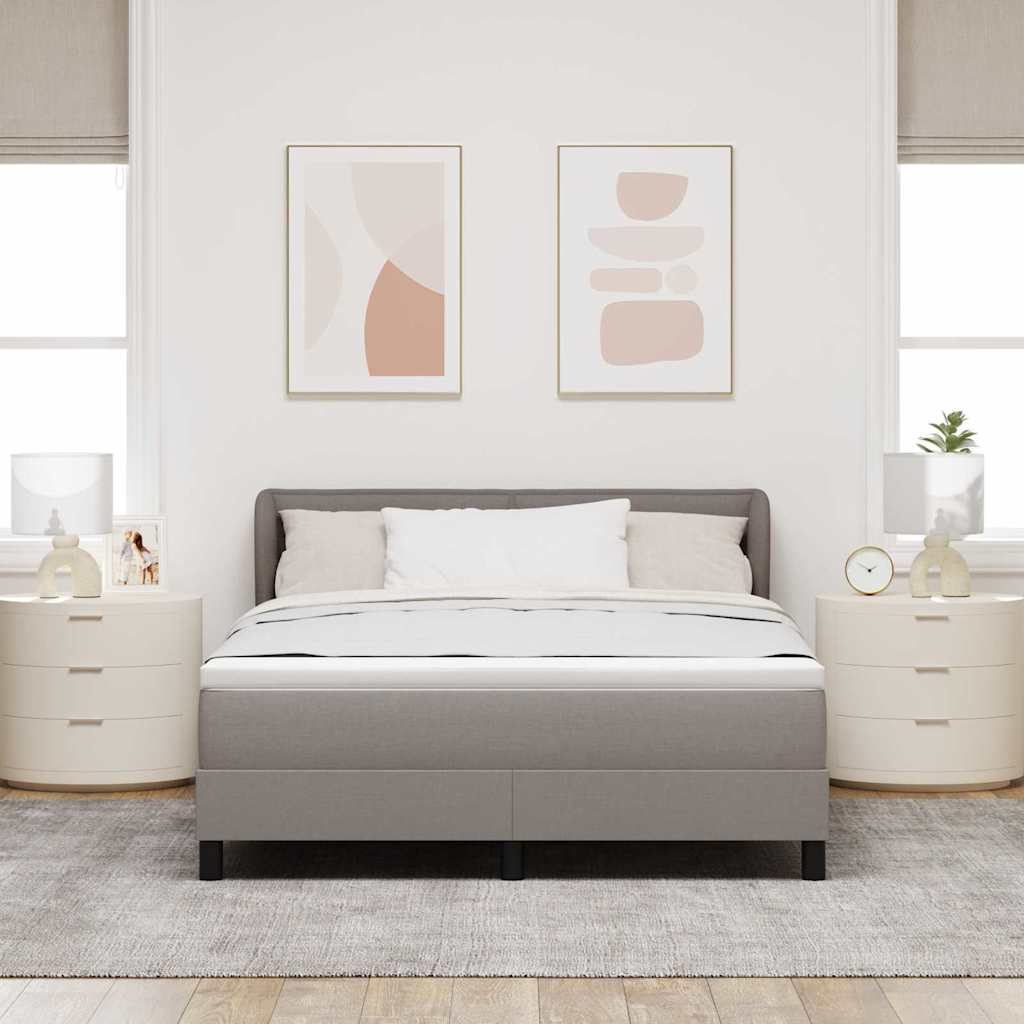 Lit à ressorts avec matelas Taupe 140 x 190 cm tissu
