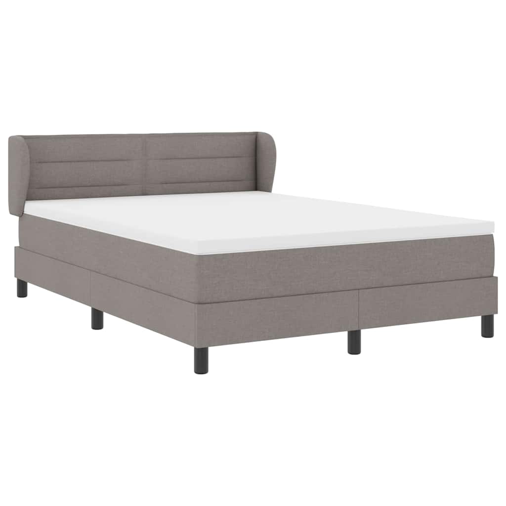 Lit à ressorts avec matelas Taupe 140 x 190 cm tissu