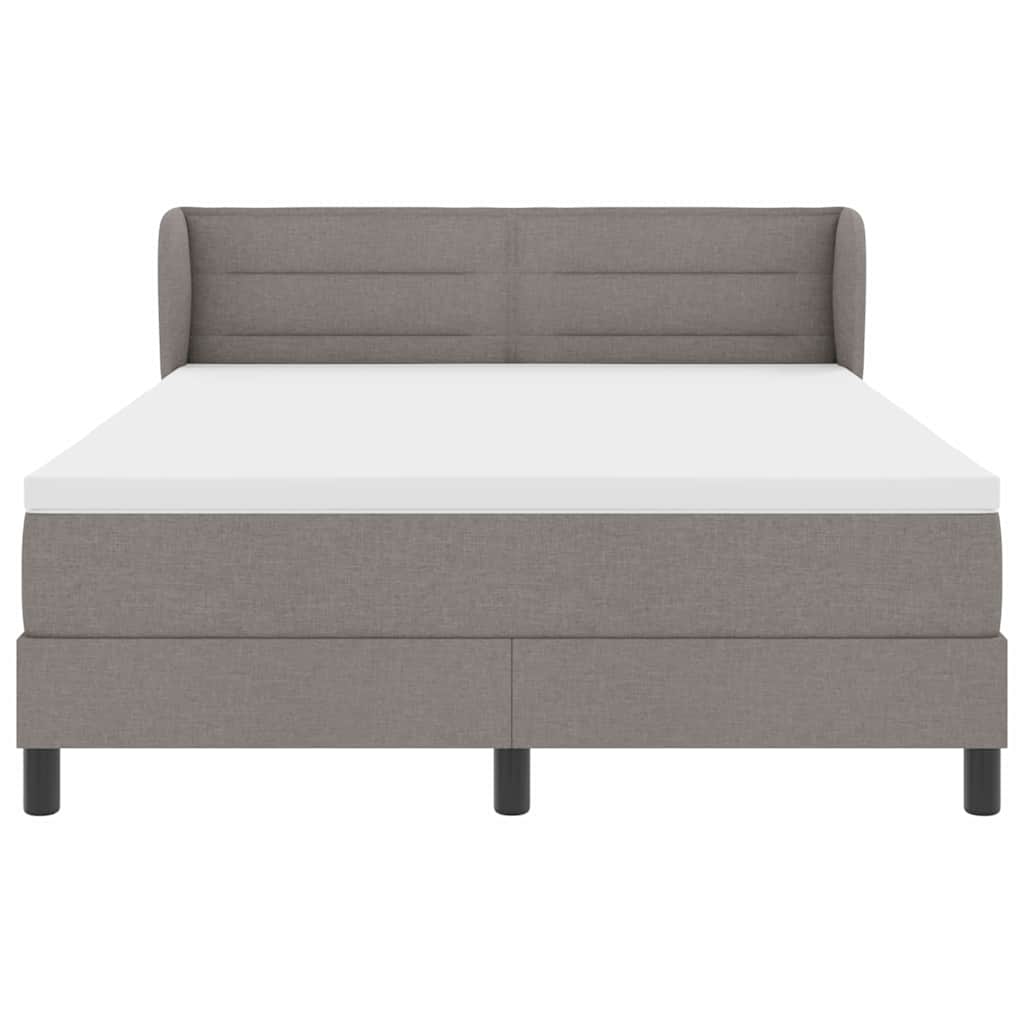 Lit à ressorts avec matelas Taupe 140 x 190 cm tissu