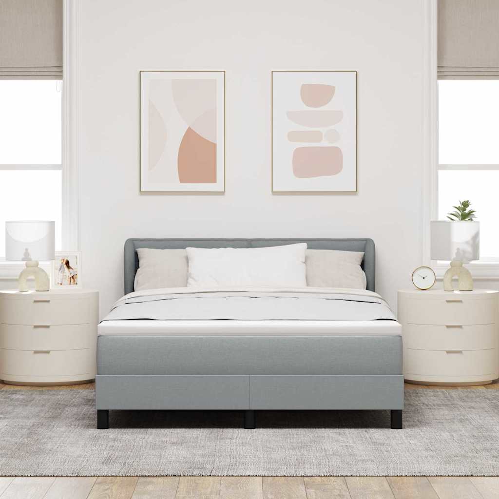 Lit à ressorts avec matelas Gris clair 140 x 200 cm tissu