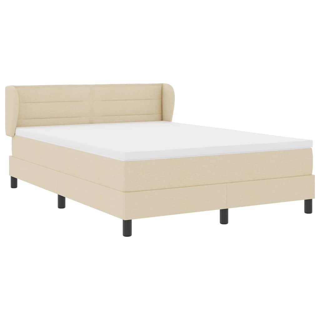 Lit à ressorts avec matelas Crème 140 x 200 cm tissu - XIOS