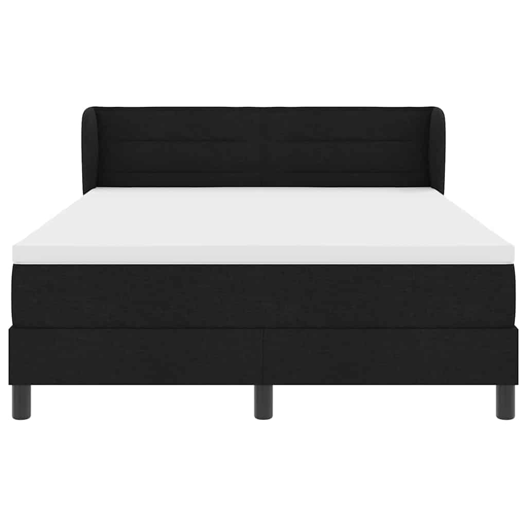 Lit à ressorts avec matelas Noir 160 x 200 cm tissu