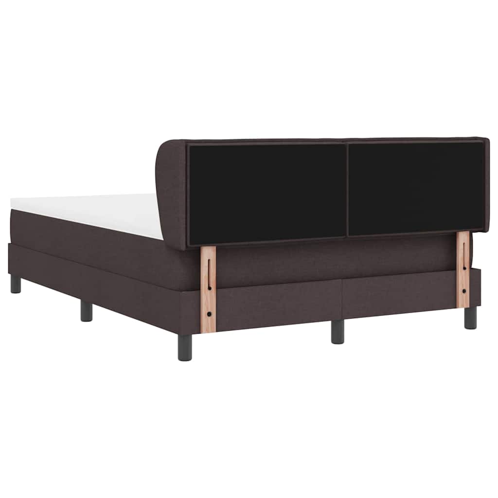 Lit à ressorts avec tête de lit Marron foncé 160 x 200 cm tissu
