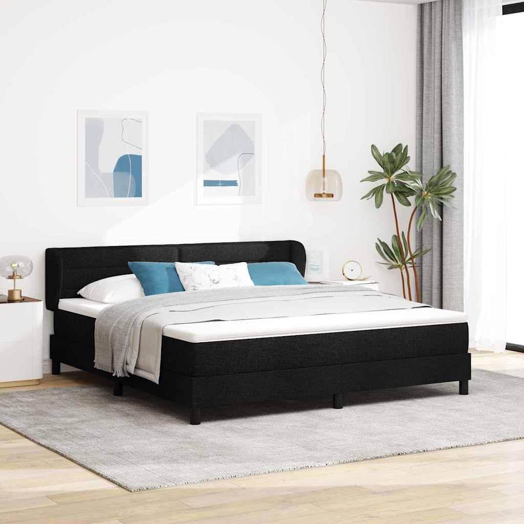 Lit à ressorts avec matelas Noir 180 x 200 cm tissu - XIOS