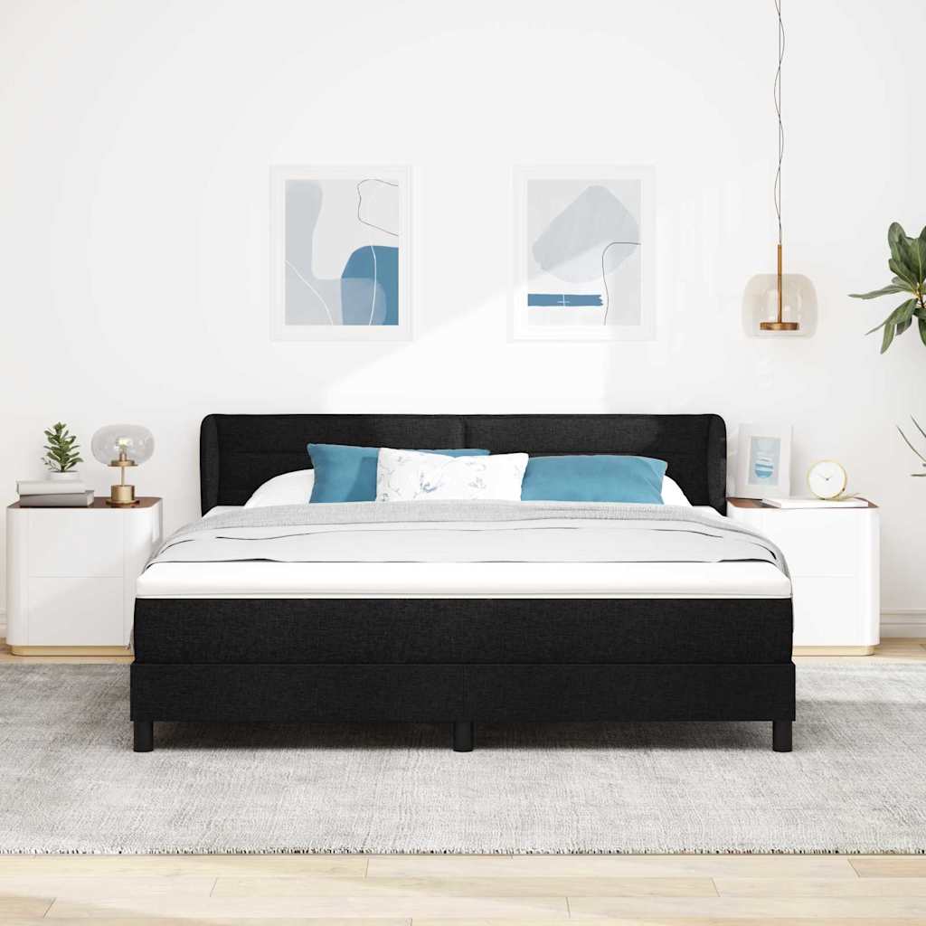 Lit à ressorts avec matelas Noir 180 x 200 cm tissu - XIOS