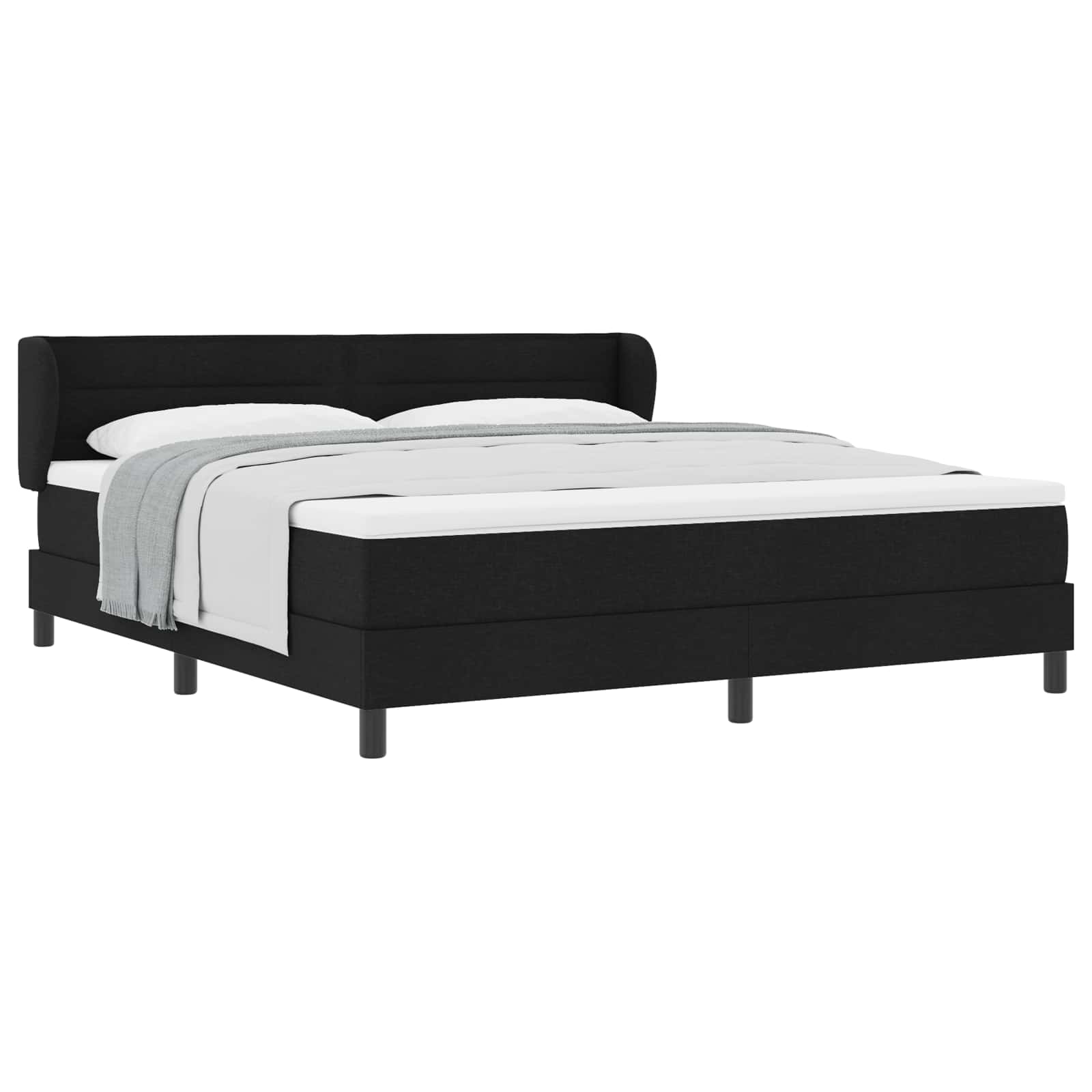 Lit à ressorts avec matelas Noir 180 x 200 cm tissu - XIOS
