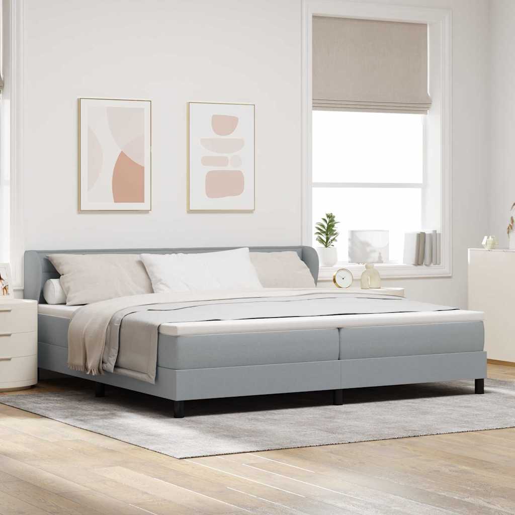 Lit à ressorts avec matelas Gris clair 200 x 200 cm tissu - XIOS