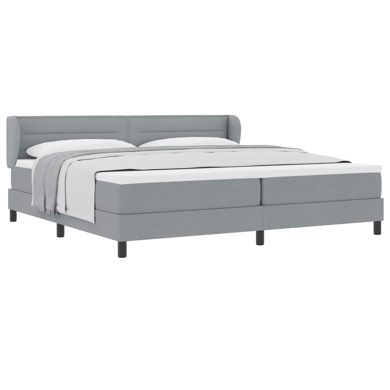 Lit à ressorts avec matelas Gris clair 200 x 200 cm tissu - XIOS