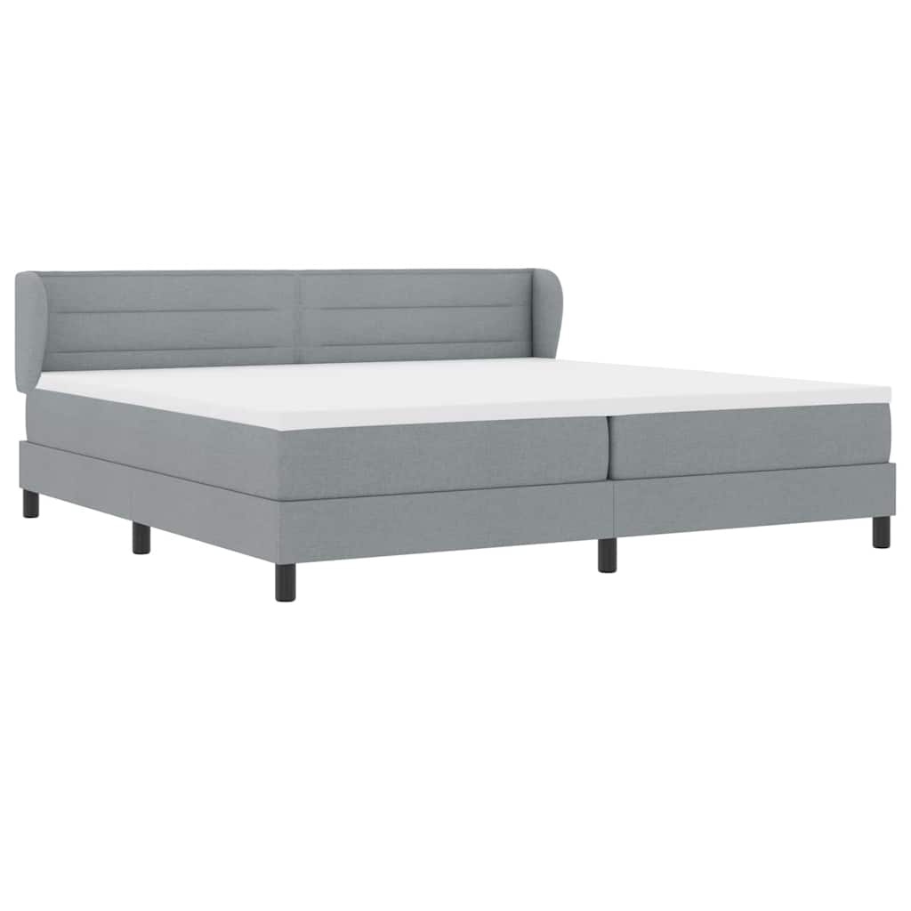 Lit à ressorts avec matelas Gris clair 200 x 200 cm tissu - XIOS