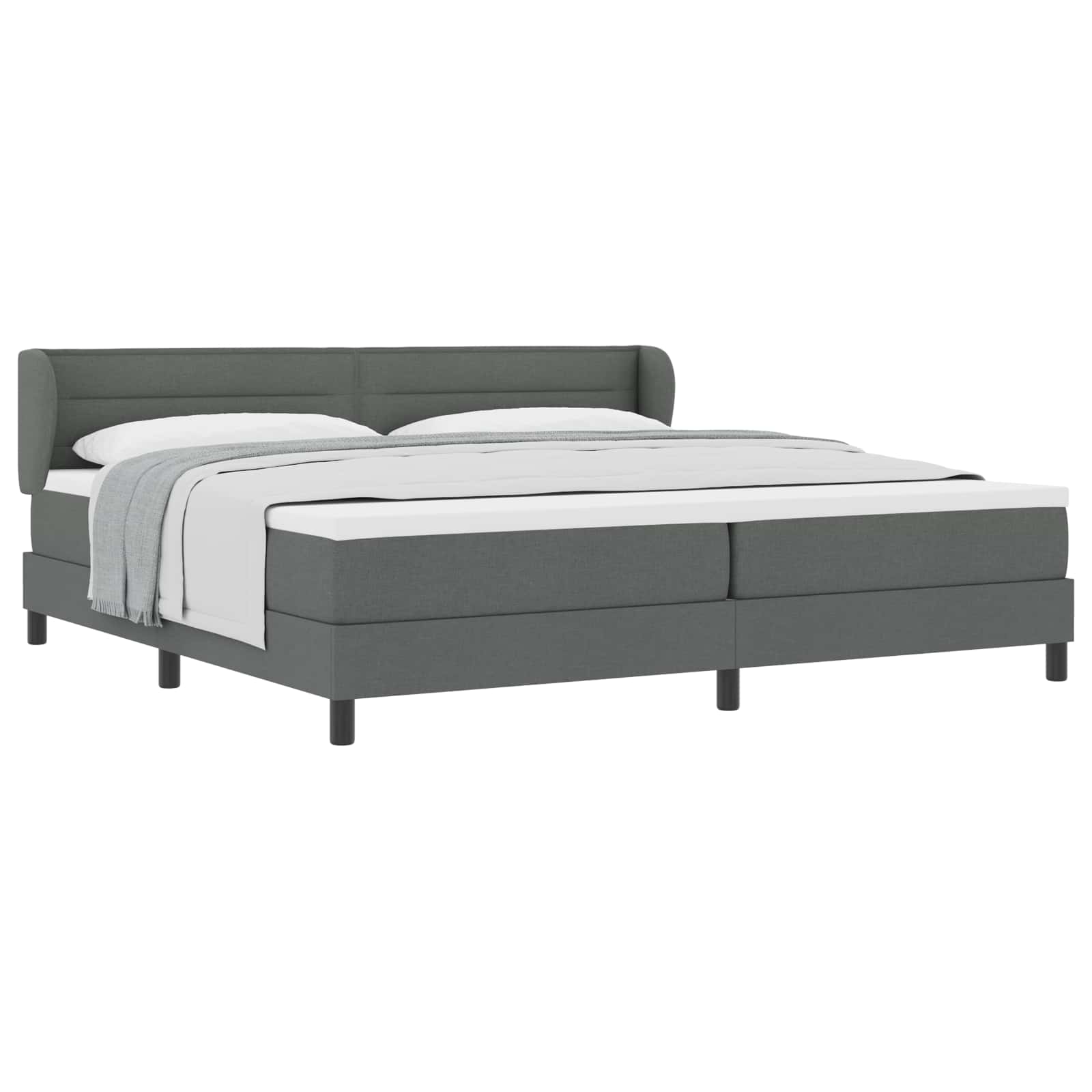 Lit à ressorts avec matelas Gris foncé 200 x 200 cm tissu - XIOS
