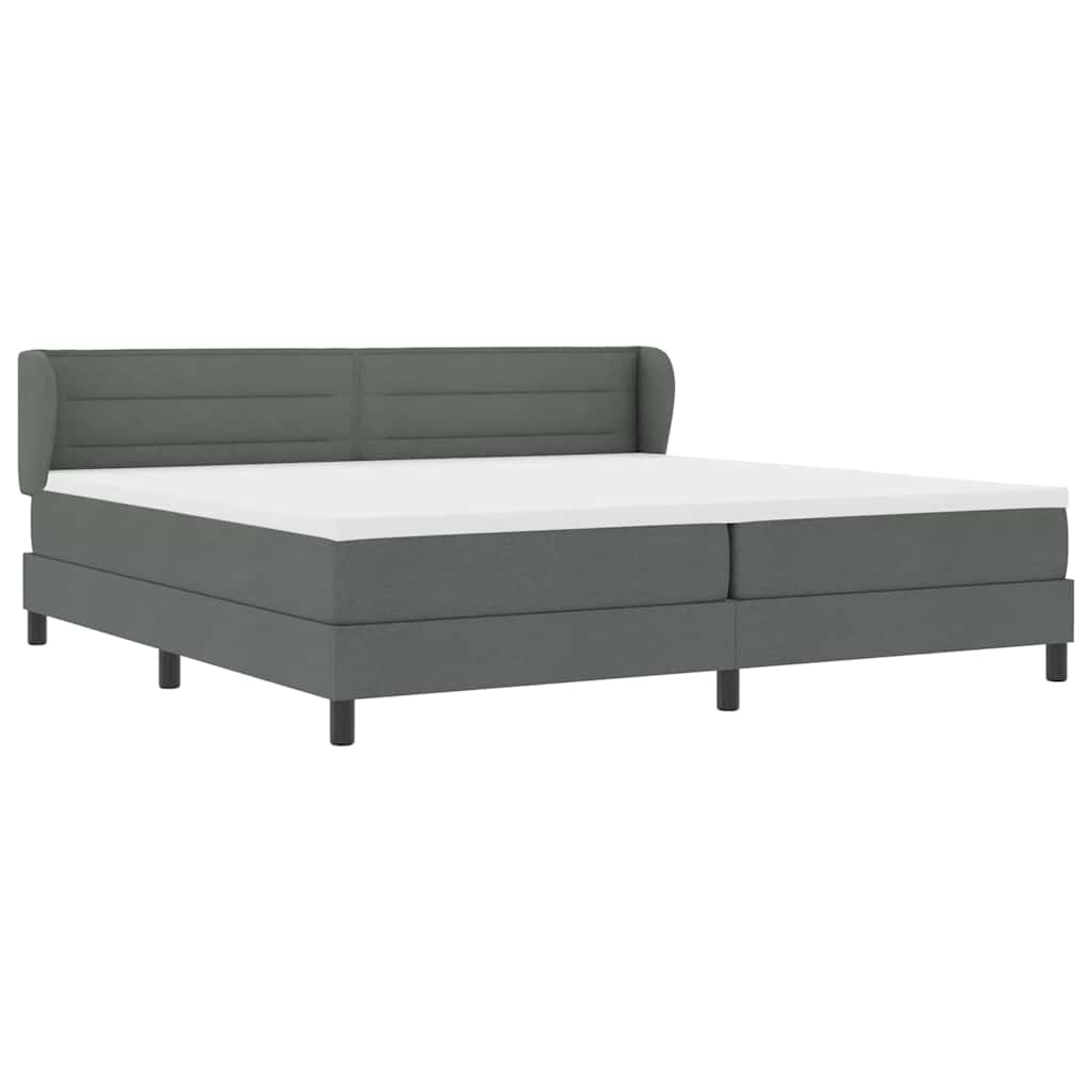Lit boxspring avec matelas Gris foncé 200 x 200 cm tissu