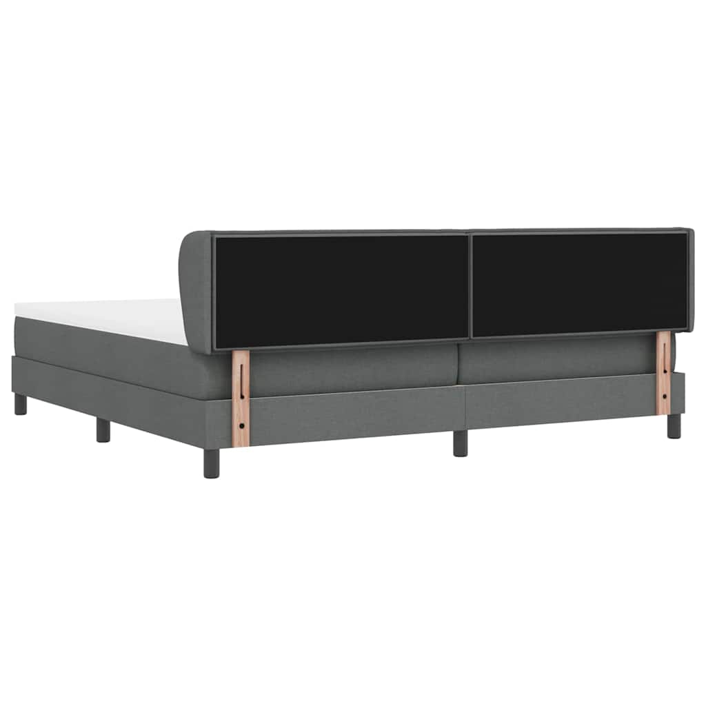 Lit boxspring avec matelas Gris foncé 200 x 200 cm tissu