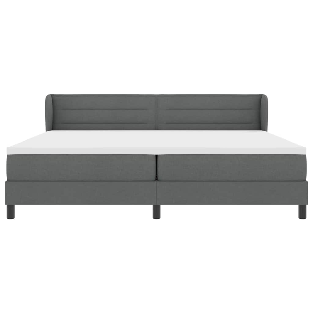 Lit boxspring avec matelas Gris foncé 200 x 200 cm tissu