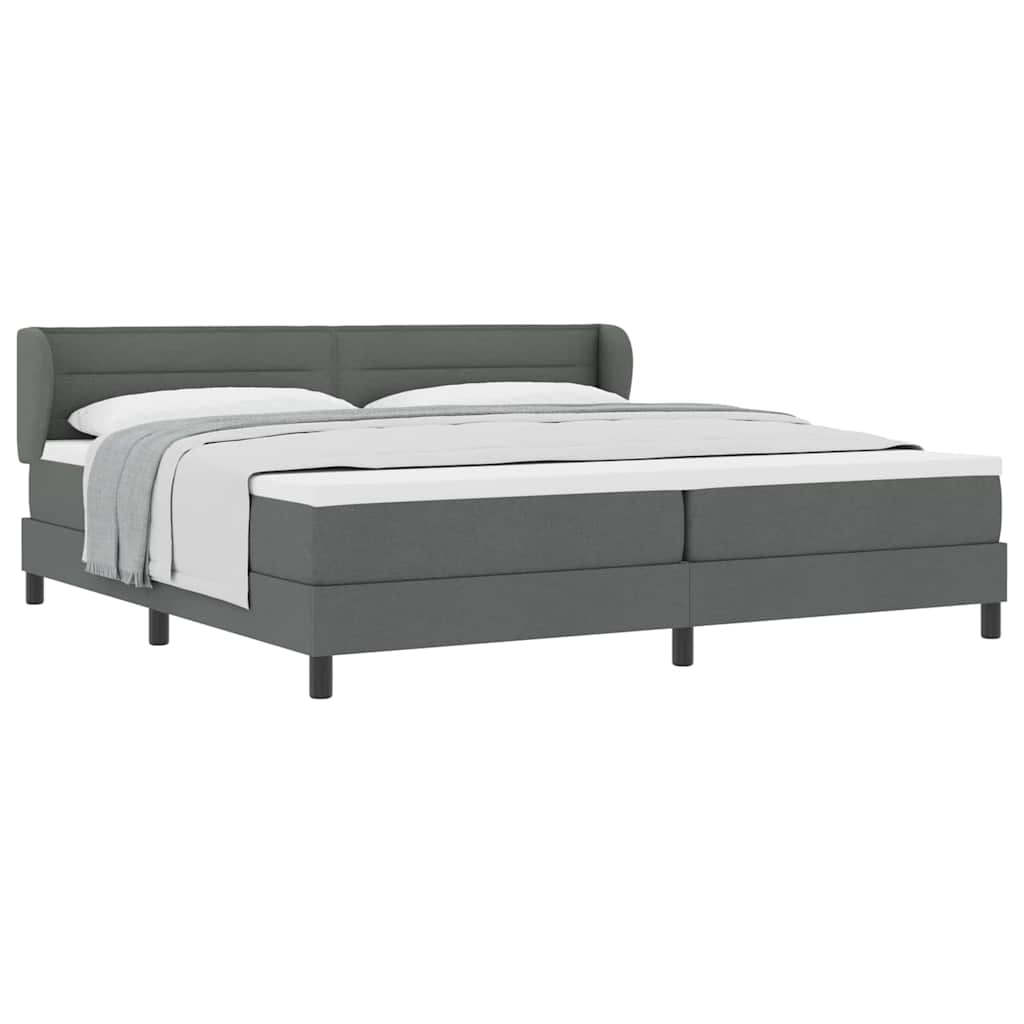 Lit boxspring avec matelas Gris foncé 200 x 200 cm tissu