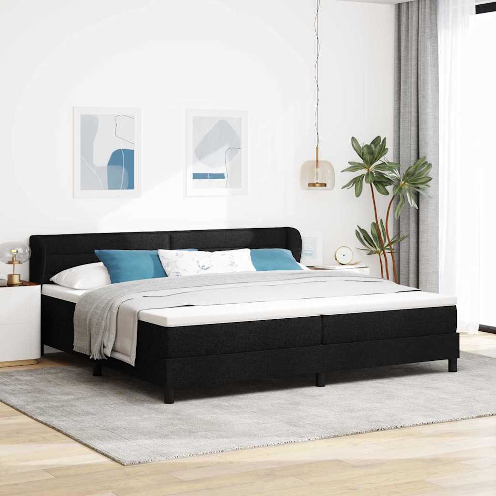 Lit boxspring avec matelas avec matelas Noir 200 x 200 cm tissu - XIOS