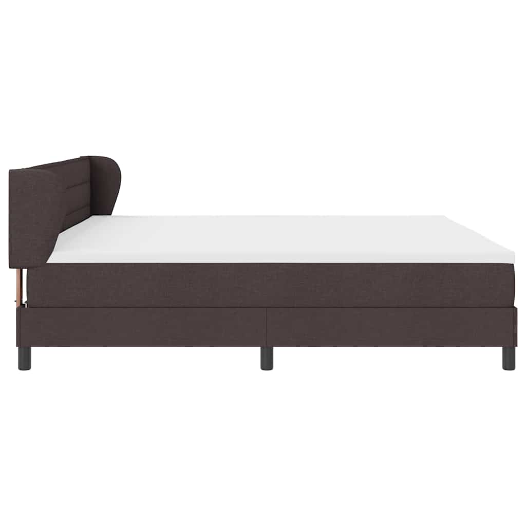 Lit à ressorts avec matelas Marron foncé 200 x 200 cm tissu