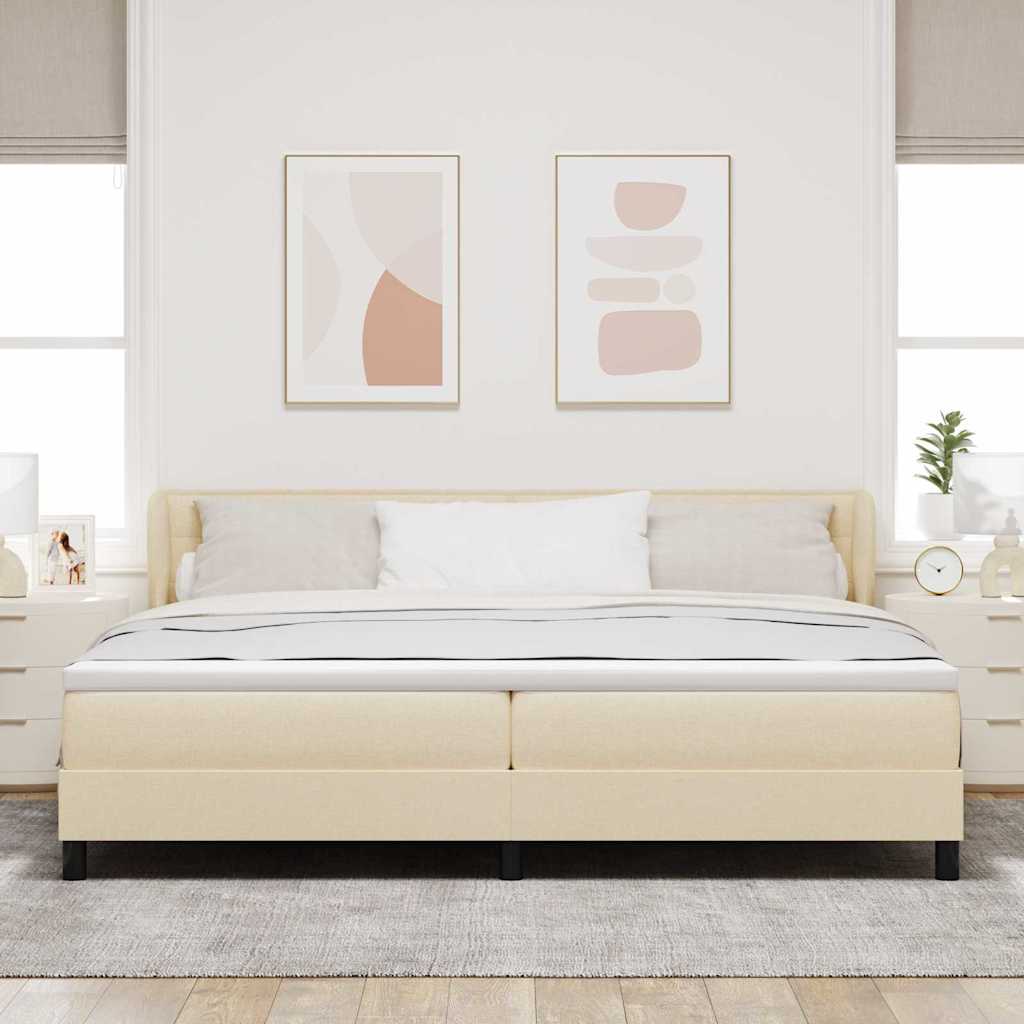 Lit boxspring avec matelas Crème 200 x 200 cm tissu - XIOS