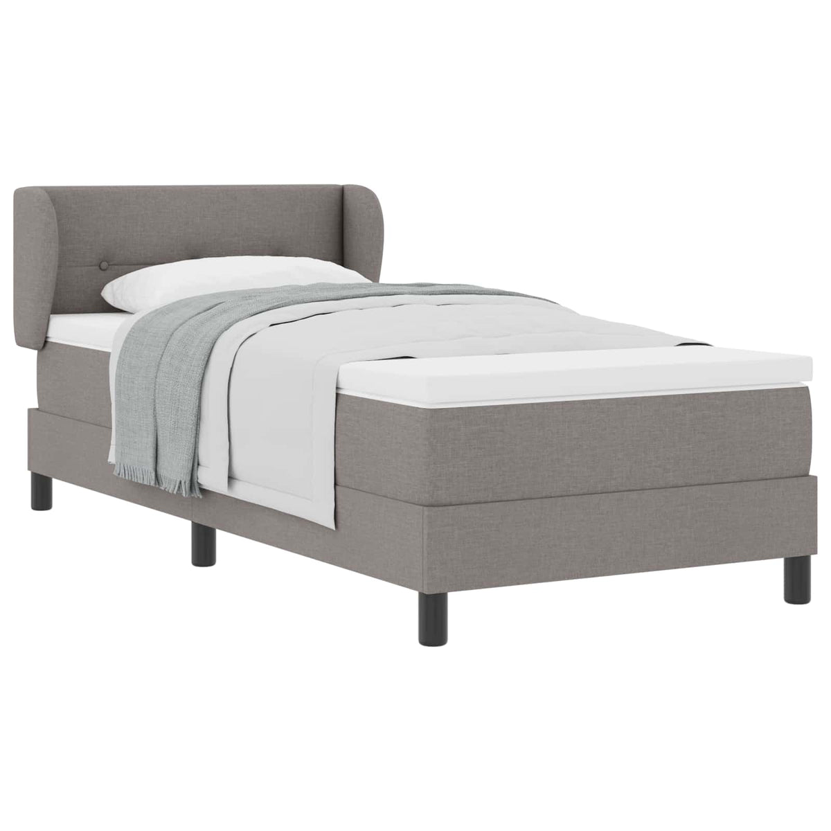 Lit à ressorts avec coussin Taupe 80 x 200 cm tissu