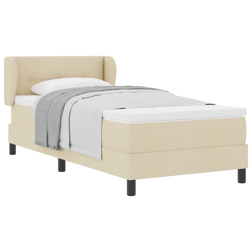 Lit boxspring avec matelas avec matelas Crème 80 x 200 cm tissu - XIOS