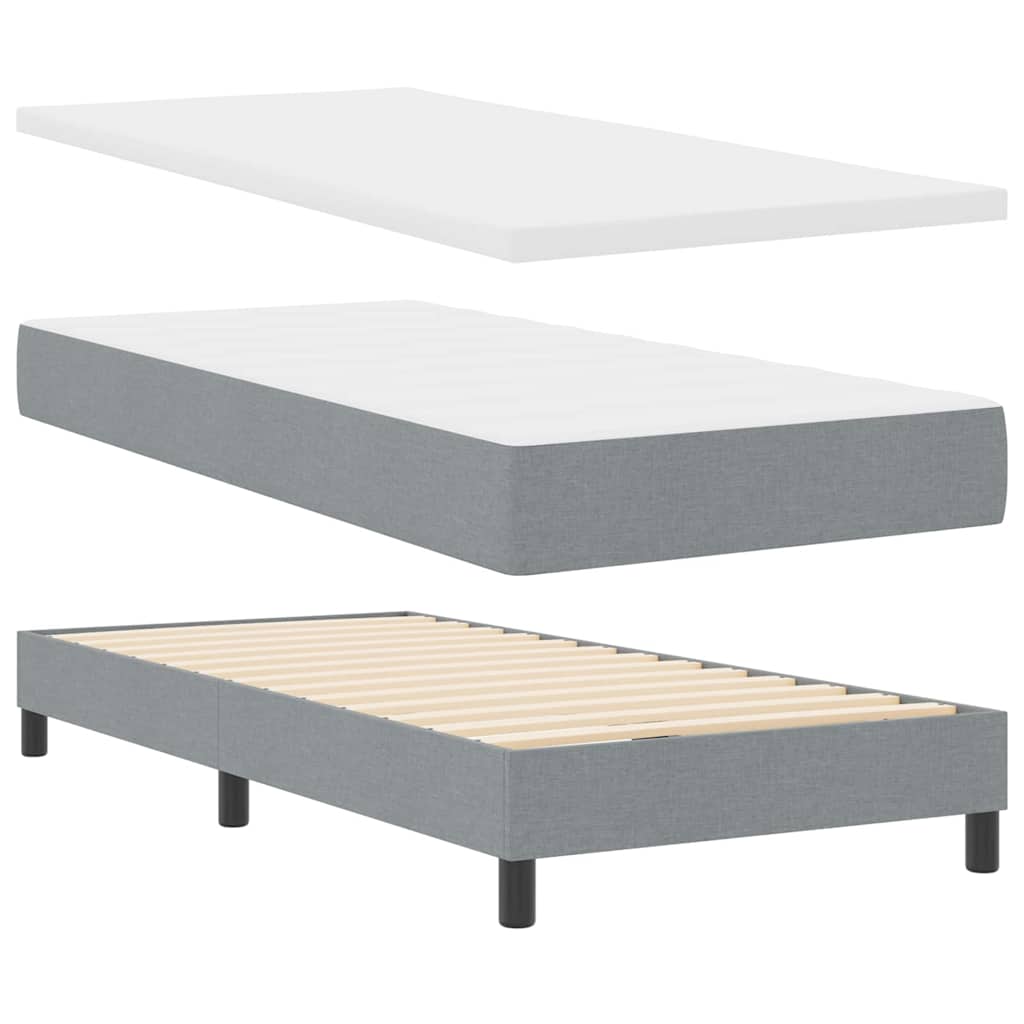 Lit à ressorts avec matelas Gris clair 90 x 200 cm tissu - XIOS