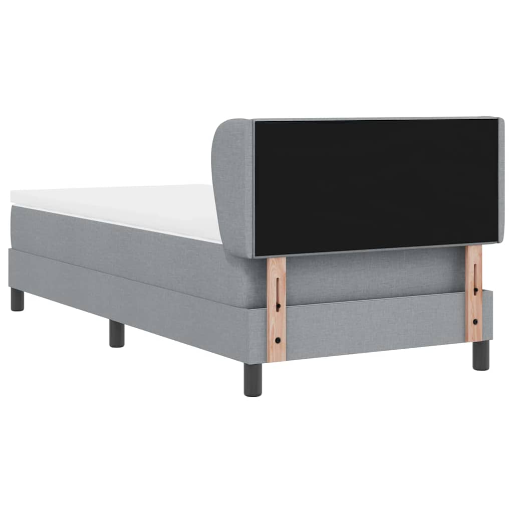 Lit à ressorts avec tête de lit Gris clair 100 x 200 cm tissu