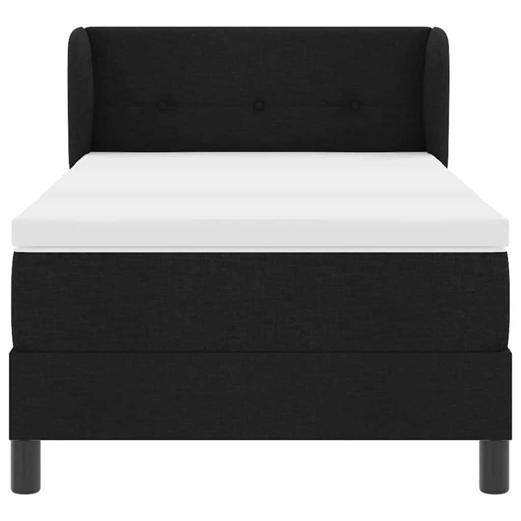 Lit à ressorts avec matelas Noir 100 x 200 cm tissu - XIOS