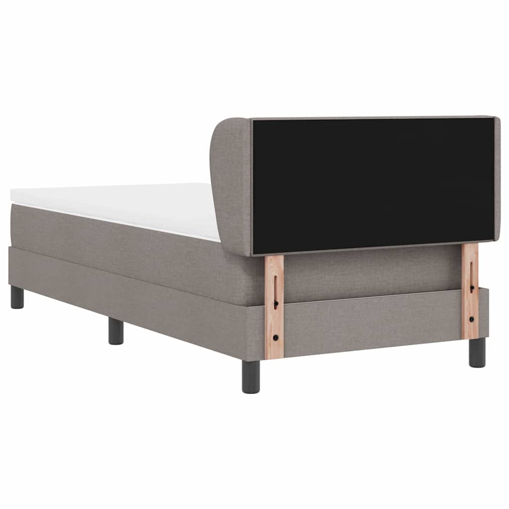 Lit à ressorts avec tête de lit Taupe 100 x 200 cm tissu