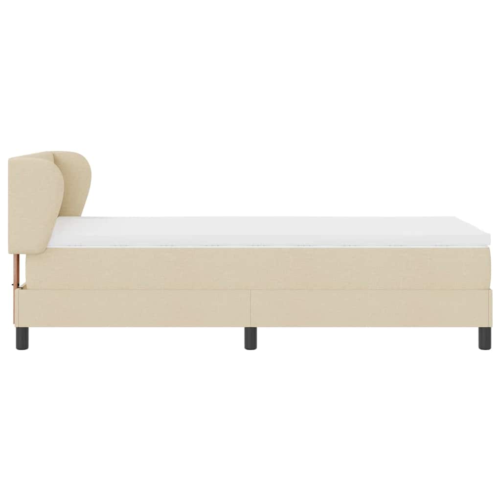 Lit à ressorts avec tête de lit Crème 100 x 200 cm tissu