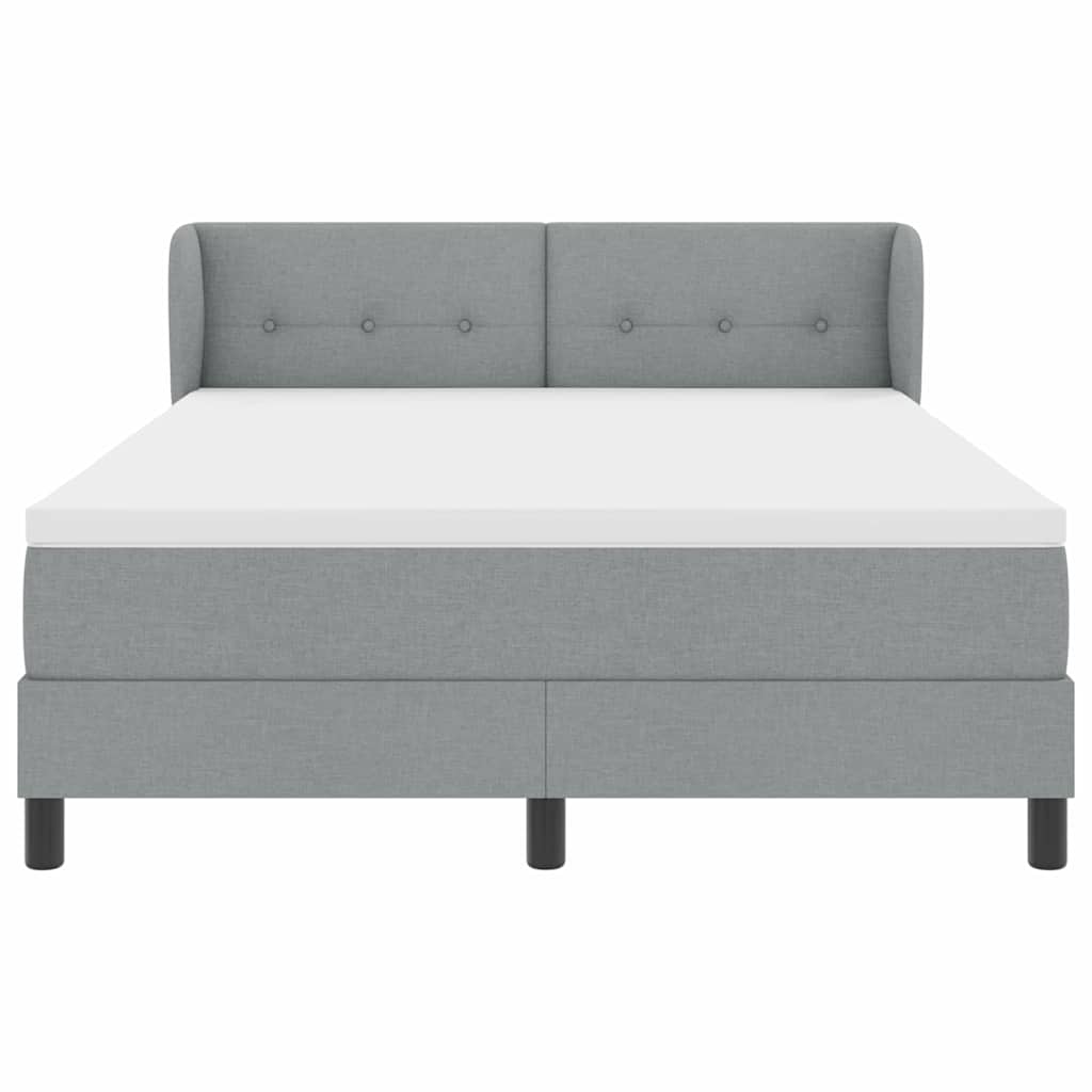 Lit à ressorts avec tête de lit Gris clair 140 x 190 cm tissu - XIOS