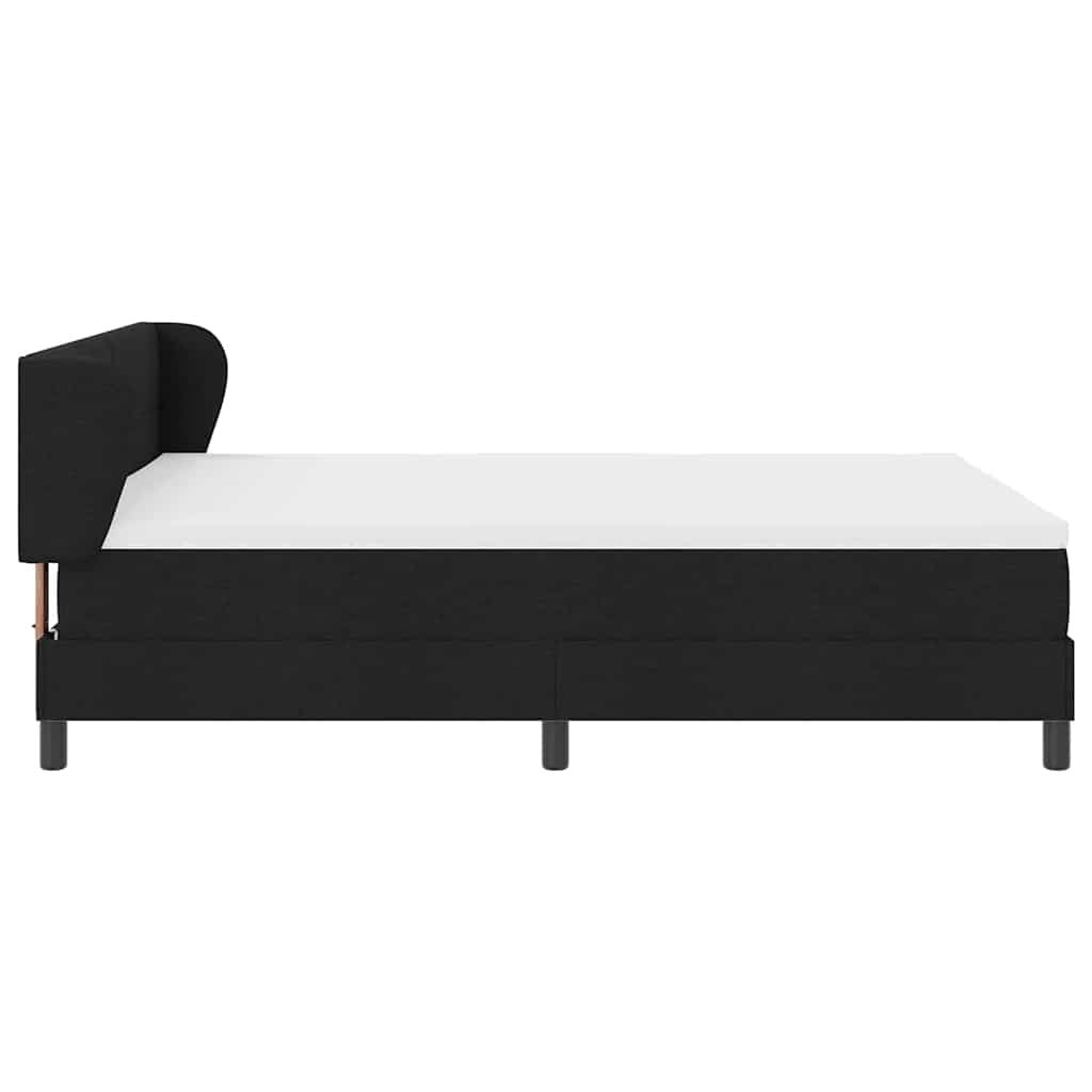 Lit à ressorts avec tête de lit Noir 140 x 190 cm tissu - XIOS