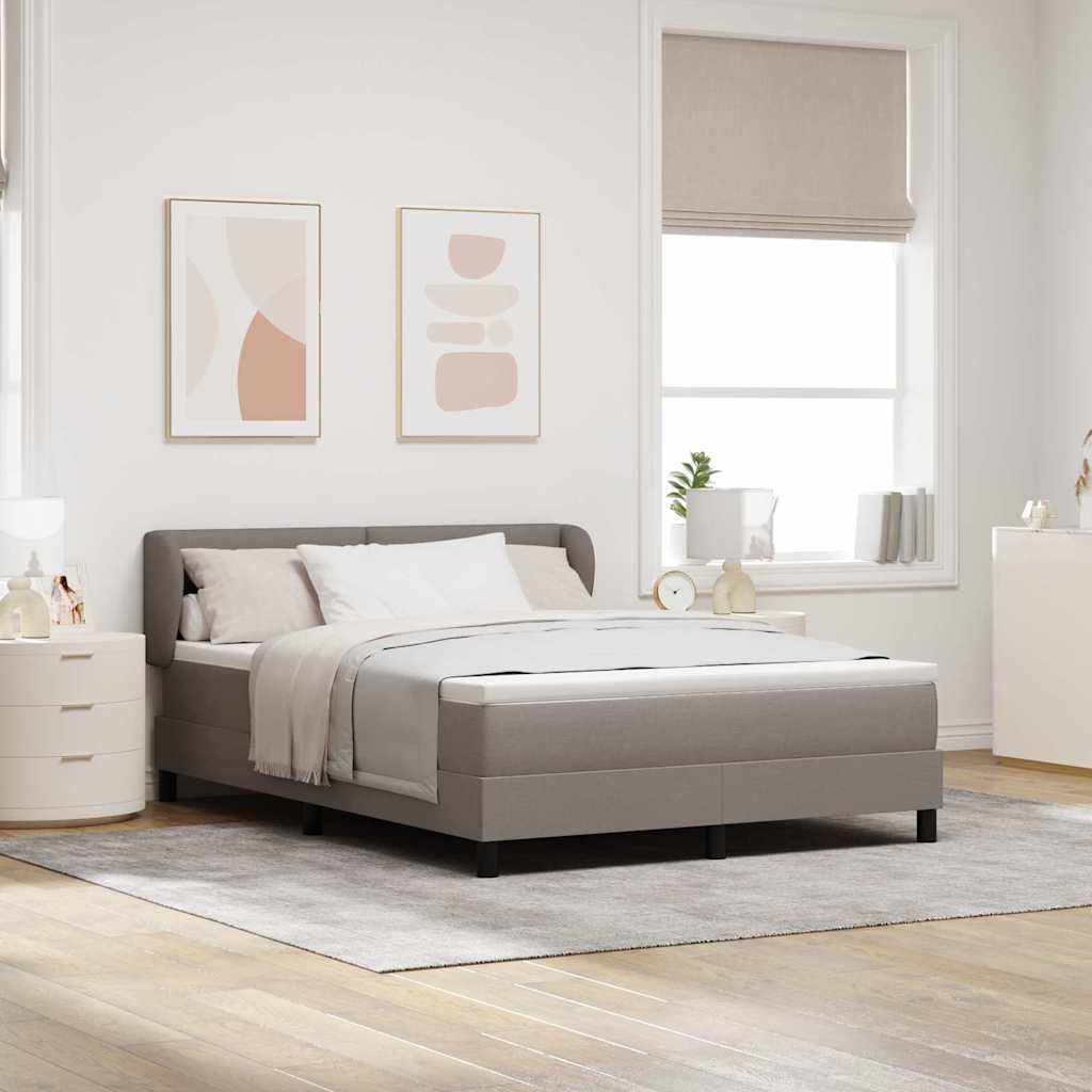 Lit à ressorts avec tête de lit Taupe 140 x 200 cm tissu - XIOS