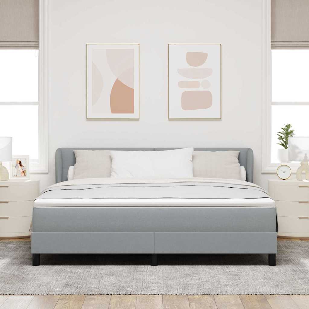 Lit à ressorts avec tête de lit Gris clair 180 x 200 cm tissu