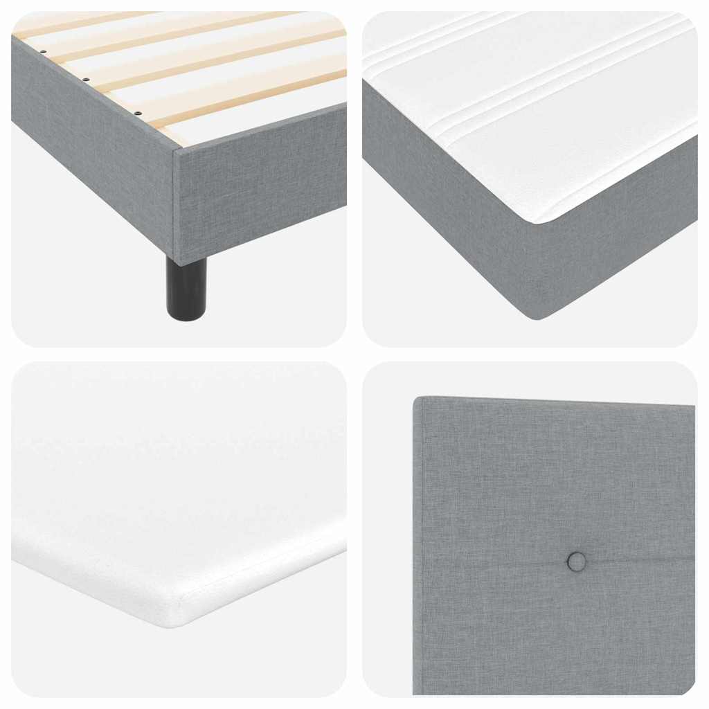 Lit boxspring avec matelas Gris clair 200 x 200 cm tissu