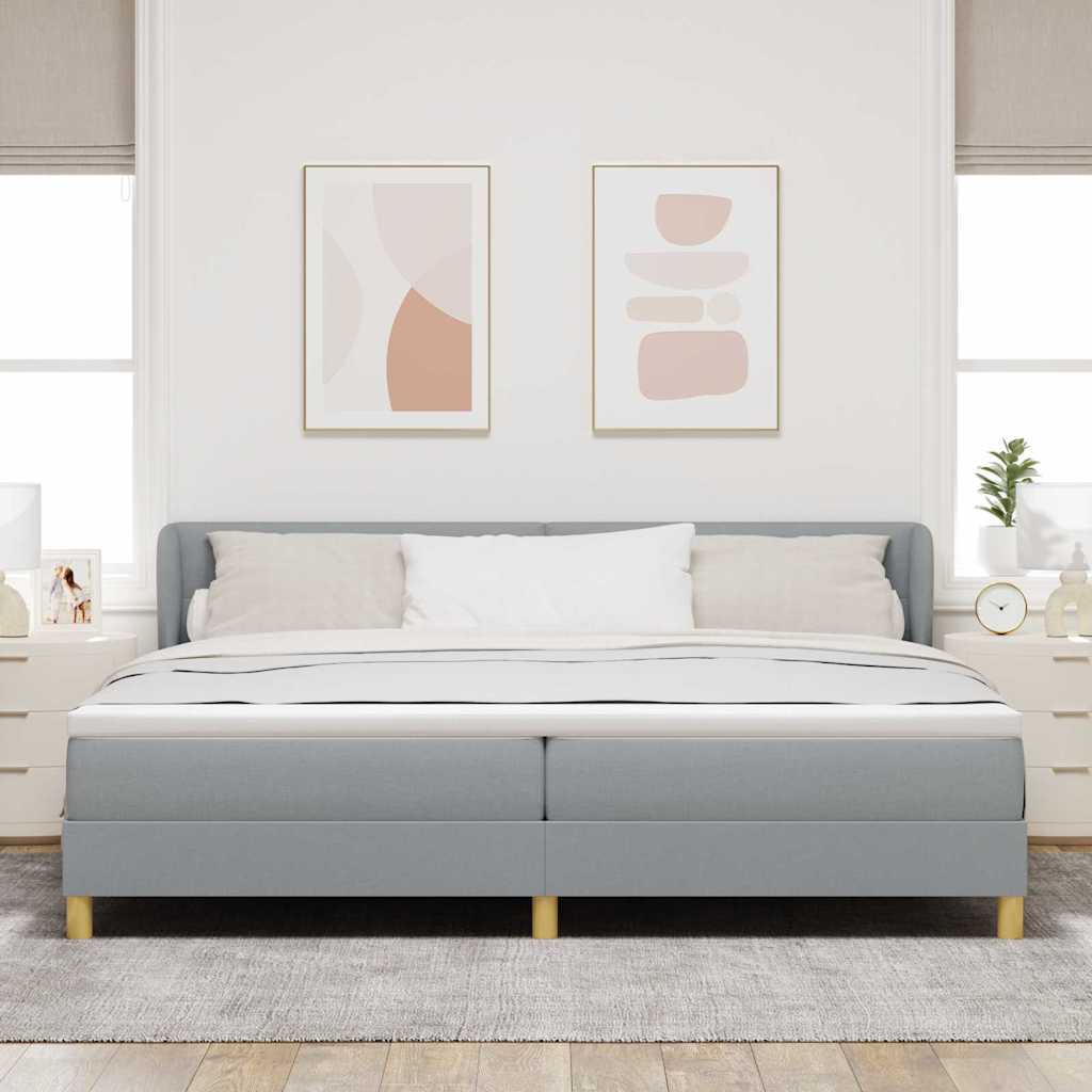 Lit boxspring avec matelas Gris clair 200 x 200 cm tissu