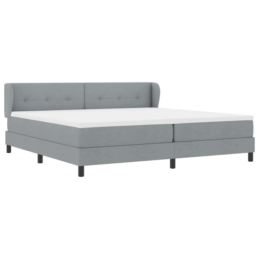 Lit boxspring avec matelas Gris clair 200 x 200 cm tissu