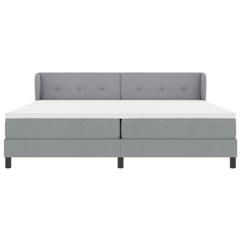 Lit boxspring avec matelas Gris clair 200 x 200 cm tissu