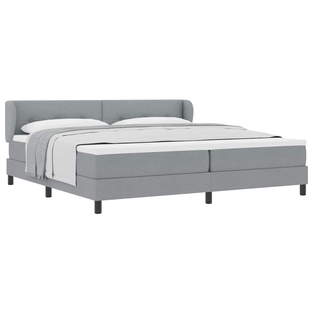 Lit boxspring avec matelas Gris clair 200 x 200 cm tissu