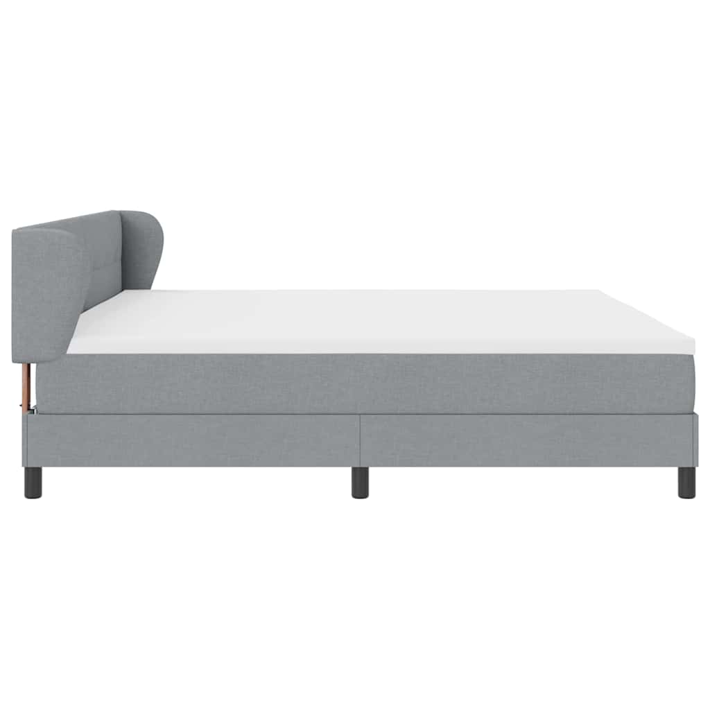 Lit boxspring avec matelas Gris clair 200 x 200 cm tissu