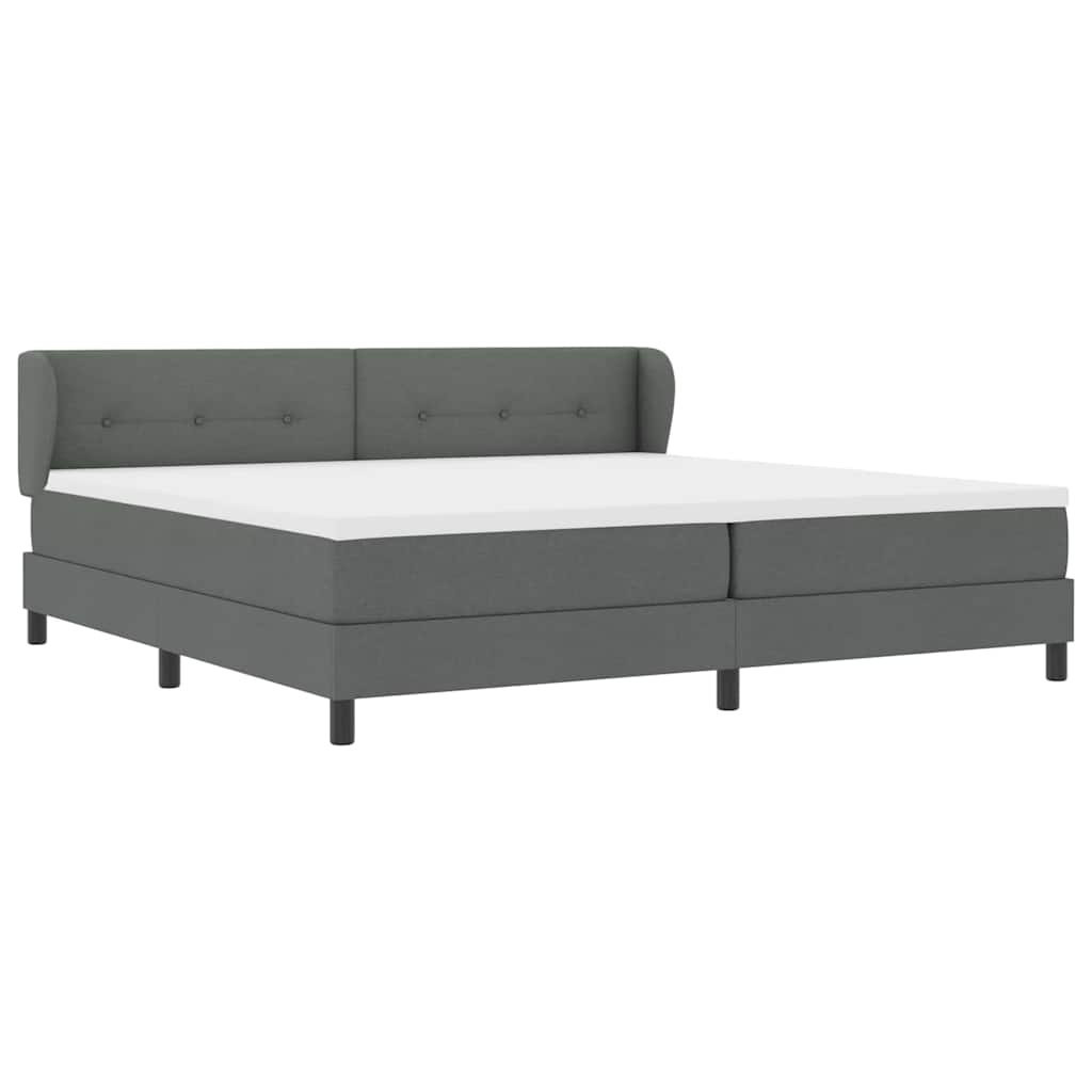 Lit boxspring avec matelas Gris foncé 200 x 200 cm tissu