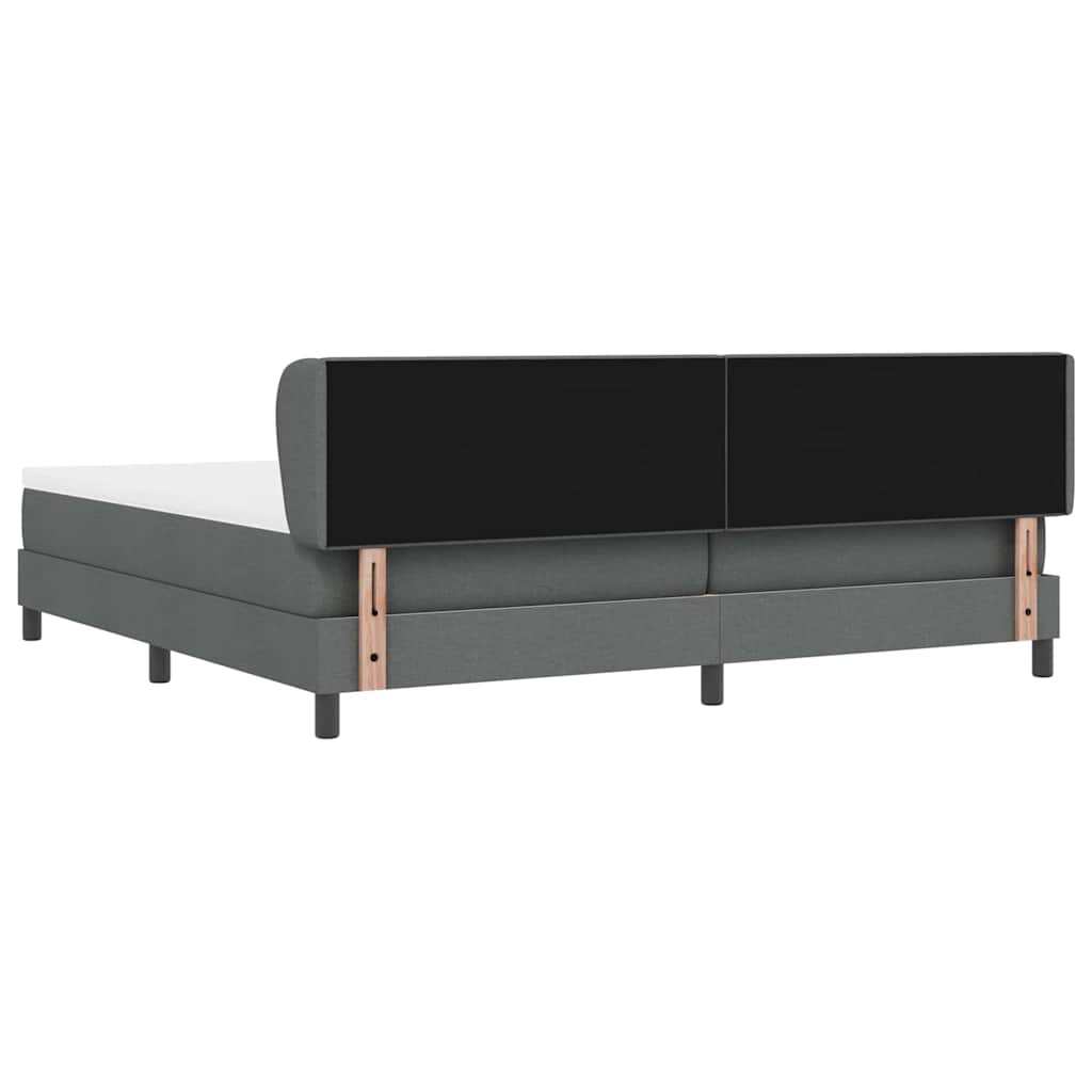 Lit boxspring avec matelas Gris foncé 200 x 200 cm tissu