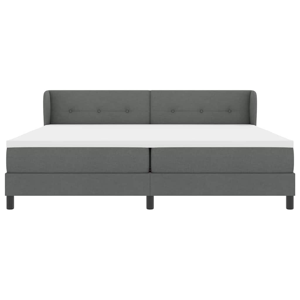 Lit boxspring avec matelas Gris foncé 200 x 200 cm tissu