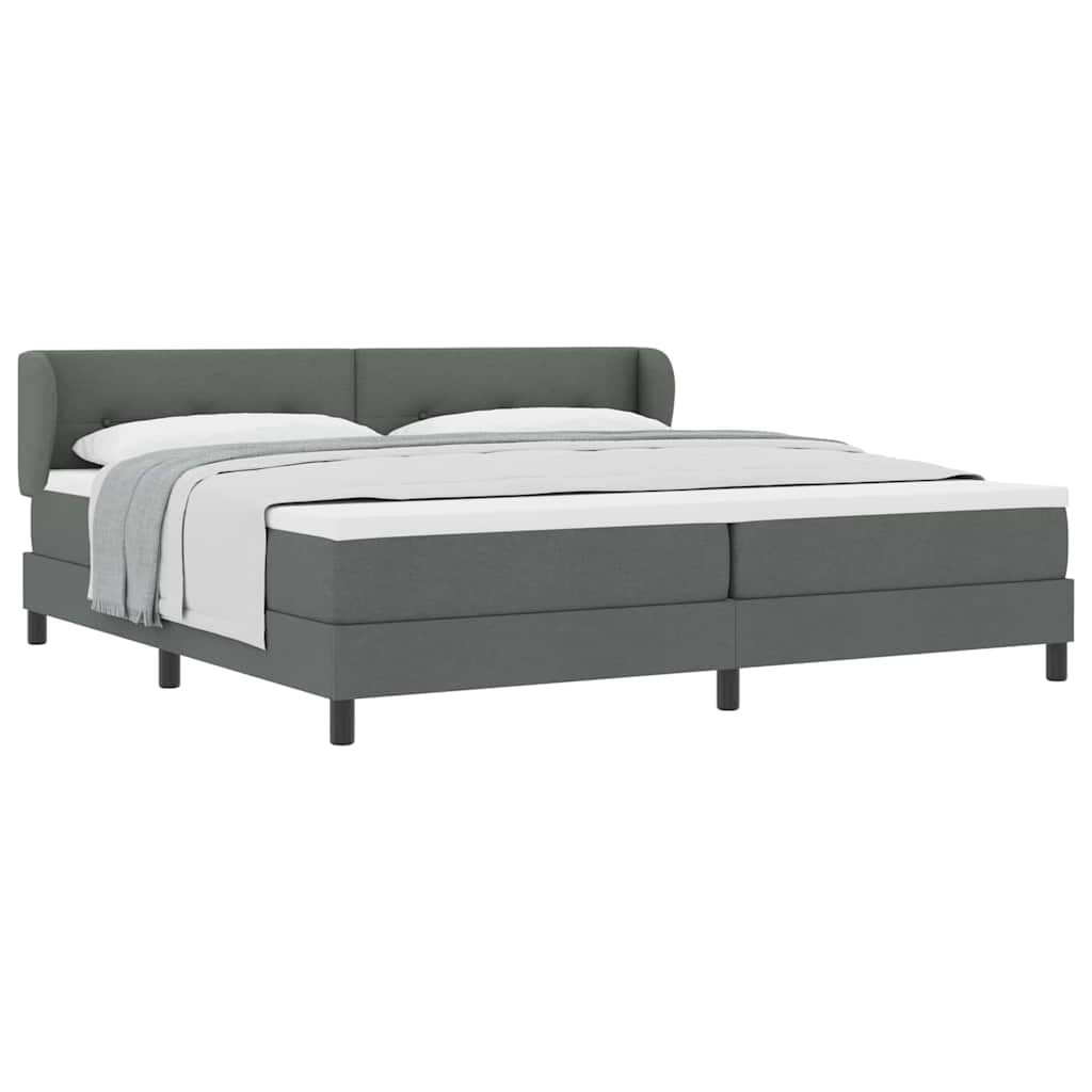 Lit boxspring avec matelas Gris foncé 200 x 200 cm tissu
