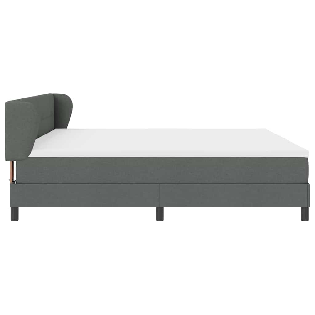 Lit boxspring avec matelas Gris foncé 200 x 200 cm tissu