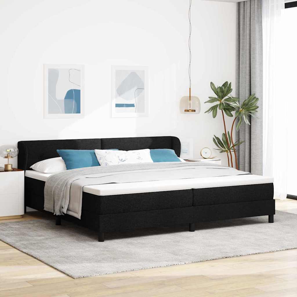 Lit boxspring avec matelas avec matelas Noir 200 x 200 cm tissu - XIOS